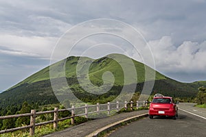 Beautiful landscape of Mount Aso volcano in Kumamoto, Japan photo