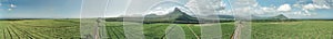 Beautiful landscape of Mount Rempart in Mauritius, aerial panoramic view