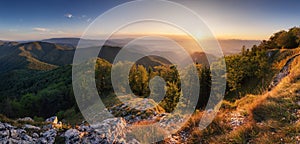 Beautiful Landscape  with mountain and forest at sunrise, Slovakia Fatra