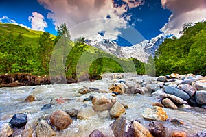 Beautiful landscape with mountain stream.