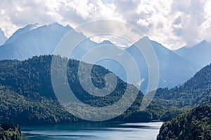 Beautiful landscape with mountains and the lake in Germany