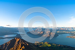 Beautiful landscape of the mountains and Lake Wanaka. Roys Peak Track, South Island, New Zealand. I