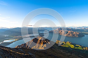 Beautiful landscape of the mountains and Lake Wanaka. Roys Peak Track, South Island, New Zealand. I