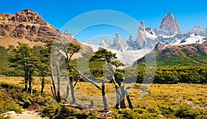 Beautiful landscape with Mt Fitz Roy in Los Glaciares National Park, Patagonia, Argentina, South America