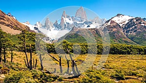 Beautiful landscape with Mt Fitz Roy in Los Glaciares National Park, Patagonia, Argentina, South America