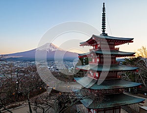 Beautiful landscape with Mt. Fuji and Chureito Pagoda