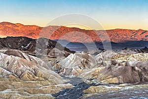 Beautiful landscape of muddy badlands of Zabriskie Point