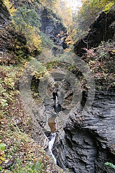 Beautiful landscape and narrow gorge near Watkin Glens Falls, New York, U.S.A