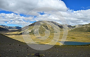 Beautiful landscape in New Zealand with lake Tennyson and mountains. Molesworth station, South Island