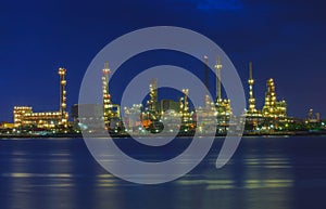 Beautiful landscape of oil refinery plant lighting in industry e