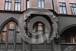 Beautiful scenery of the old city: streets, roofs, sights, doors