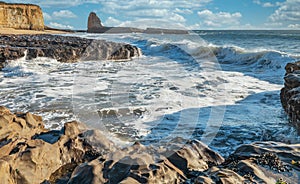 The beautiful landscape of the Pacific coast, rocks, ocean, waves, Santa Cruz and Davenport have some of the most beautiful