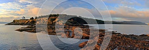 Gulf Islands National Park Landscape Panorama of East Point at Sunrise, Saturna Island, British Columbia, Canada