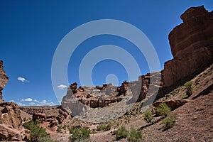 Beautiful landscape of path in Charyn Canyon in Kazakhstan