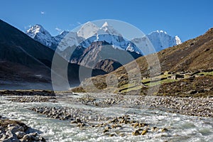 Beautiful Landscape of Pheriche Village (4240 m). Route of Lukla-Everest base camp. photo
