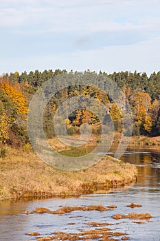 Beautiful landscape photography of river wenta flowing through corners with trees in autumn