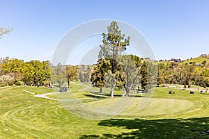 Beautiful landscape photos in the spring in California. With lush green hills, Green shrubs and trees, beautiful purple and orange