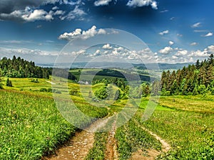 Beautiful landscape of Pieniny range in southern Poland