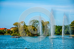 The beautiful landscape of the Pildammsparken lake in the city of Malmo