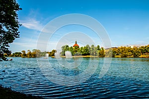 The beautiful landscape of the Pildammsparken lake in the city of Malmo