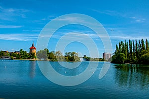 The beautiful landscape of the Pildammsparken lake in the city of Malmo