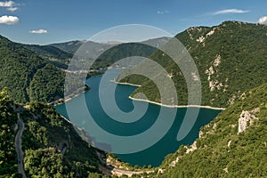 Beautiful landscape of Piva river Canyon and Piva lake, Montenegro