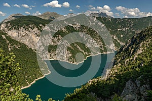 Beautiful landscape of Piva river Canyon and Piva lake, Montenegro