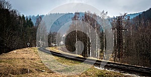 Beautiful landscape with railroad in mountains