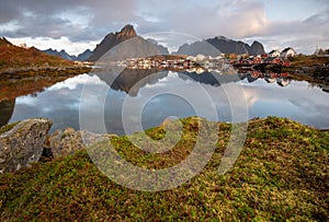 Beautiful landscape from Reine fishing village, Lofoten Islands, Norway