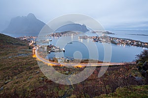 Beautiful landscape from Reine fishing village, Lofoten Islands, Norway