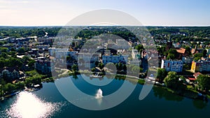 Beautiful landscape with the river in the countryside. summer. view from the drone Barlinek,