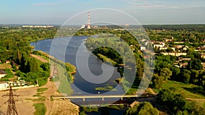 Beautiful landscape, rivers, ponds, reservoirsVideo from above.