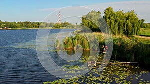 Beautiful landscape, rivers, ponds, reservoirsVideo from above.