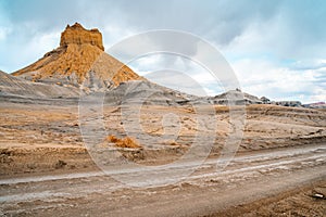 Beautiful landscape with road and rocky landscape in Utah, view in Alstrom Point, USA