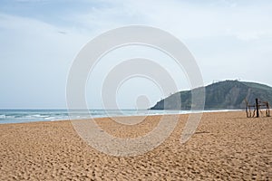 Beautiful landscape of Rodiles beach with no people. Asturias