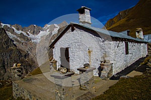 Beautiful landscape of a rural house in the Italian Alps