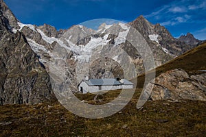 Beautiful landscape of a rural house in the Italian Alps