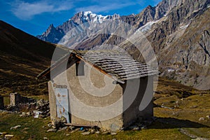 Beautiful landscape of a rural house in the Italian Alps