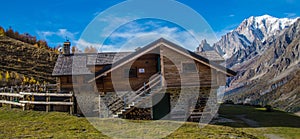 Beautiful landscape of a rural house in the Italian Alps