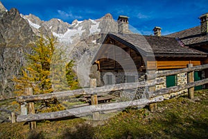 Beautiful landscape of a rural house in the Italian Alps