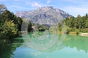 Beautiful landscape with the Salzach river, Austria.