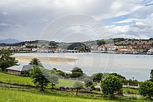 Beautiful landscape in San Vincente de la Barquera in Spain. Bay of Biscay