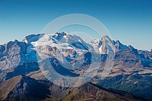 Beautiful landscape scenery of italien dolomites, rifugio lagazuoi, cortina dÃÂ´ampezzo, passo falzarego photo