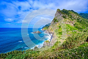 Beautiful landscape scenery of Madeira Island - View from Miradouro de Sao Cristovao in the Northern coastline, Sao Vicente area
