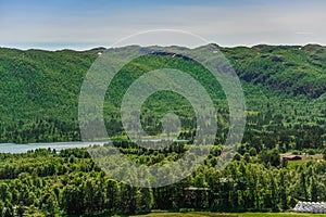 Beautiful landscape and scenery of Norway, green scenery of hills and mountain