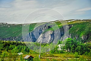 Beautiful landscape and scenery of Norway, green scenery of hills and mountain