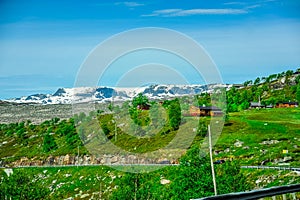 Beautiful landscape and scenery of Norway, green scenery of hills and mountain