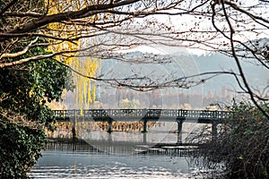 The beautiful landscape scenery of Xihu West Lake and pavilion in autumn at Hangzhou CHINA