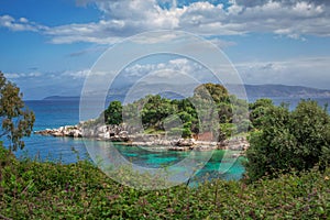 Beautiful landscape - sea lagoon with turquoise water, cliffs and rocks