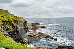 Beautiful landscape of the sea and limestone along the coastal walk route from Doolin to the Cliffs of Moher